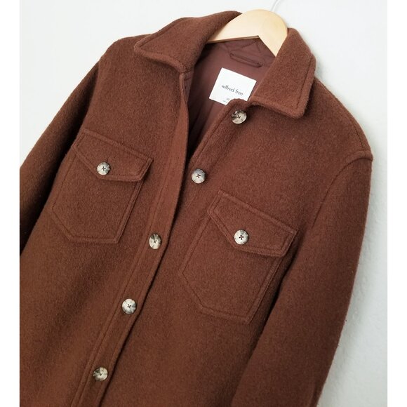 Aritzia Wilfred Free 100% Merino Wool The Ganna Shirt Jacket Shacket XXS Brown - Picture 9 of 16